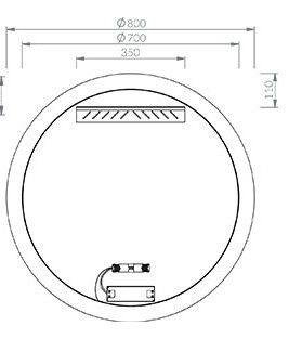 Veidrodis Luna 800 su LED apšvietimu, 4000K, X000001580