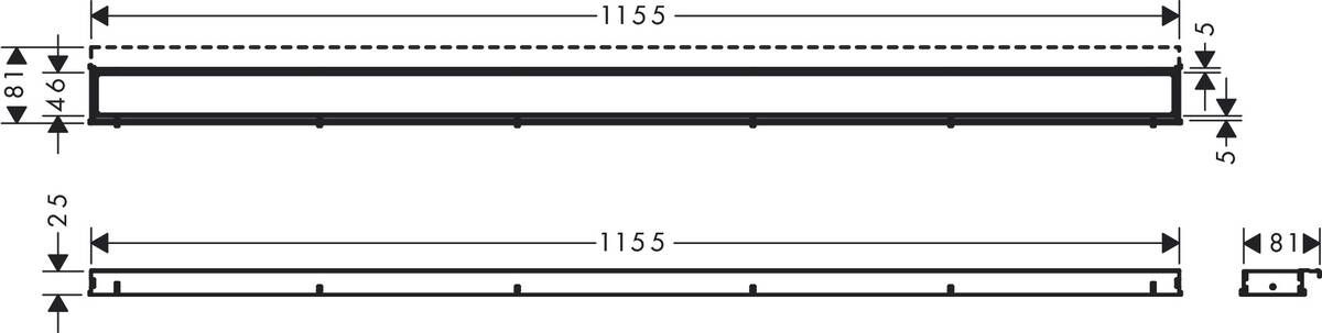 Dušo latako grotelės Hansgrohe RainDrain Match 120 cm, juoda