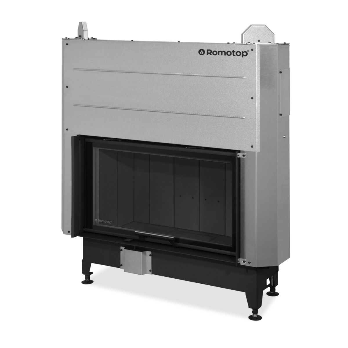 Plieninis židinio ugniakuras Romotop KV HEAT H3LF06 88.50.06, juoda pakura IGN, pakeliamomis durimis Plieninis židinio ugniakuras Romotop KV HEAT H3LF06 88.50.06, juoda pakura IGN, pakeliamomis durimis