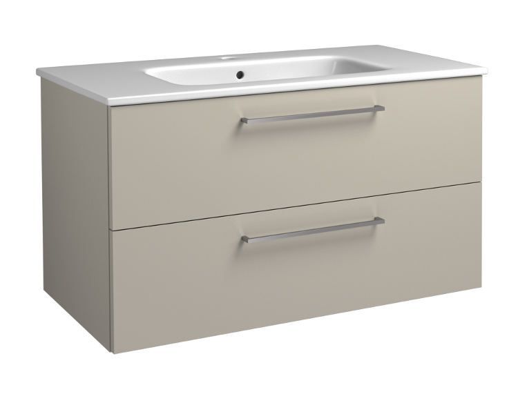 Apatinė spintelė Kame Joy su stalčiais, praustuvu, rankenomis, taupe, 101 cm, 12113713