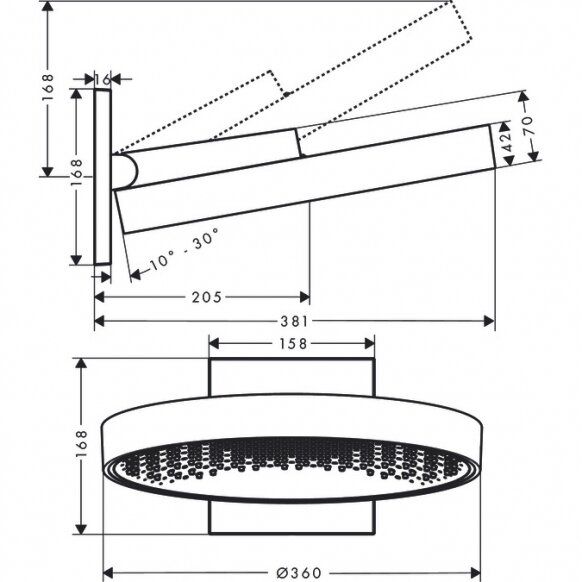 Dušo galva Hansgrohe Rainfinity 360 1 jet montuojama prie sienos, balta matinė 26230700