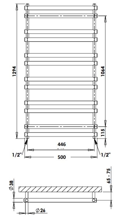 Rankšluosčių džiovintuvas PMH Ulysses 50x129,4 cm, baltas, U7W