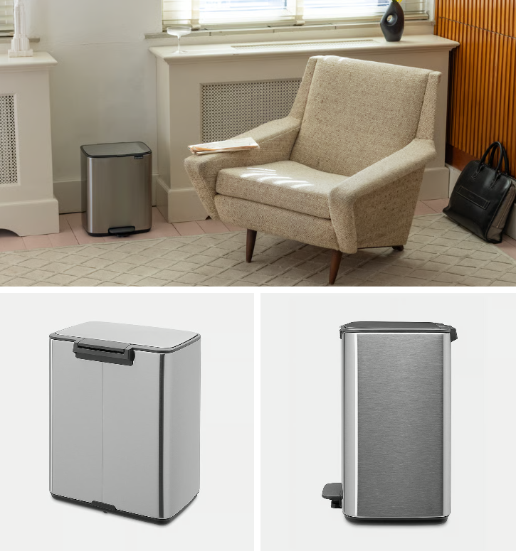 Šiukšlių dėžė Brabantia Bo, 12L., Matt Steel Fingerprint Proof, 238048