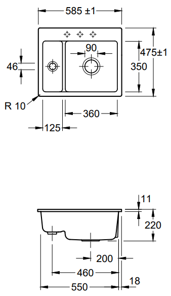 Keramikinė plautuvė Villeroy &amp; Boch Subway 60 XM Flat Grafito