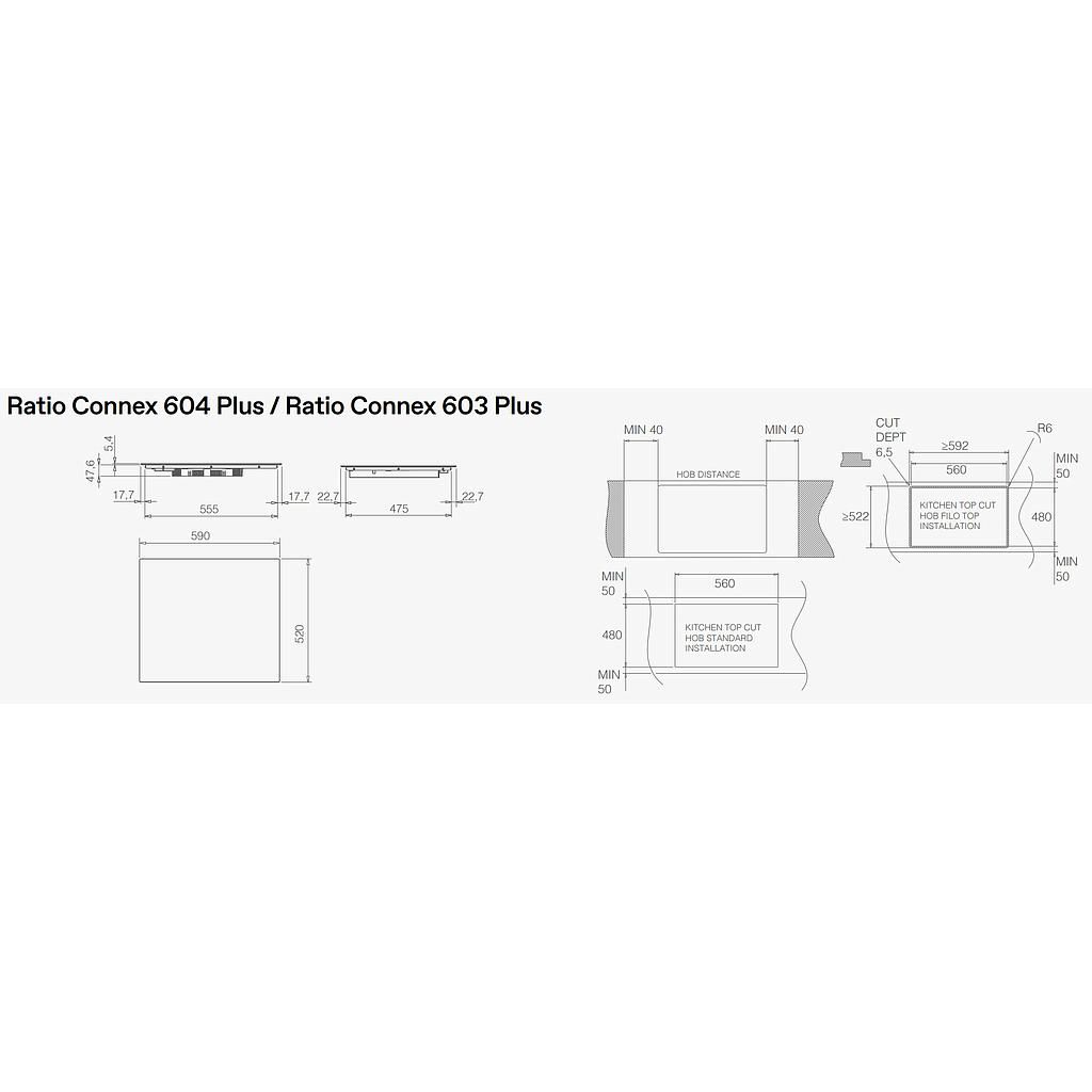 Indukcinė kaitlentė ELICA RATIO CONNEX 604 PLUS BL , su 1 apjungiama zona