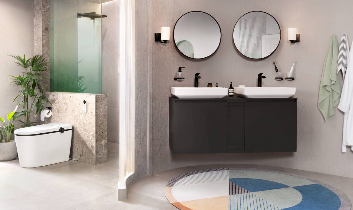 Maišytuvas praustuvui hansgrohe Vivenis, su dugno vožtuvu, juoda matinė 75023670