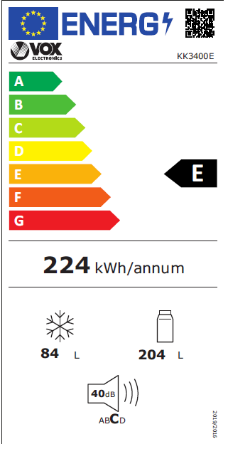 Šaldytuvas VOX KK3400E