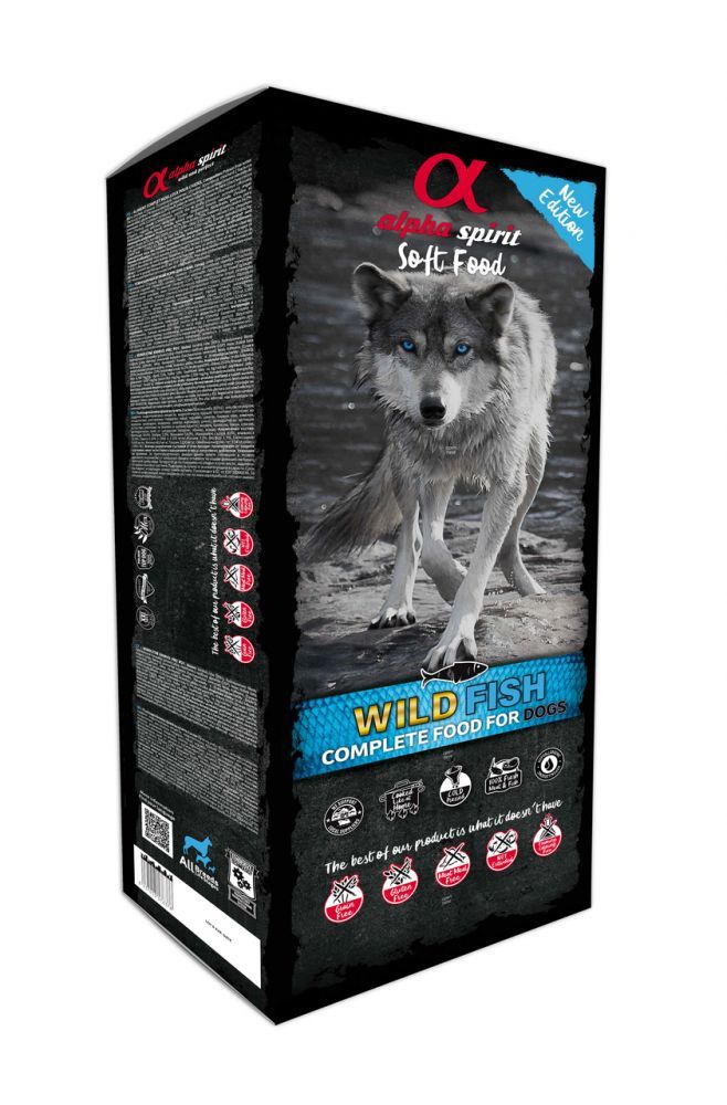 ALPHA SPIRIT WILD FISH drėgnas žuvies pašaras šunims 9kg ALPHA SPIRIT WILD FISH drėgnas žuvies pašaras šunims 9kg