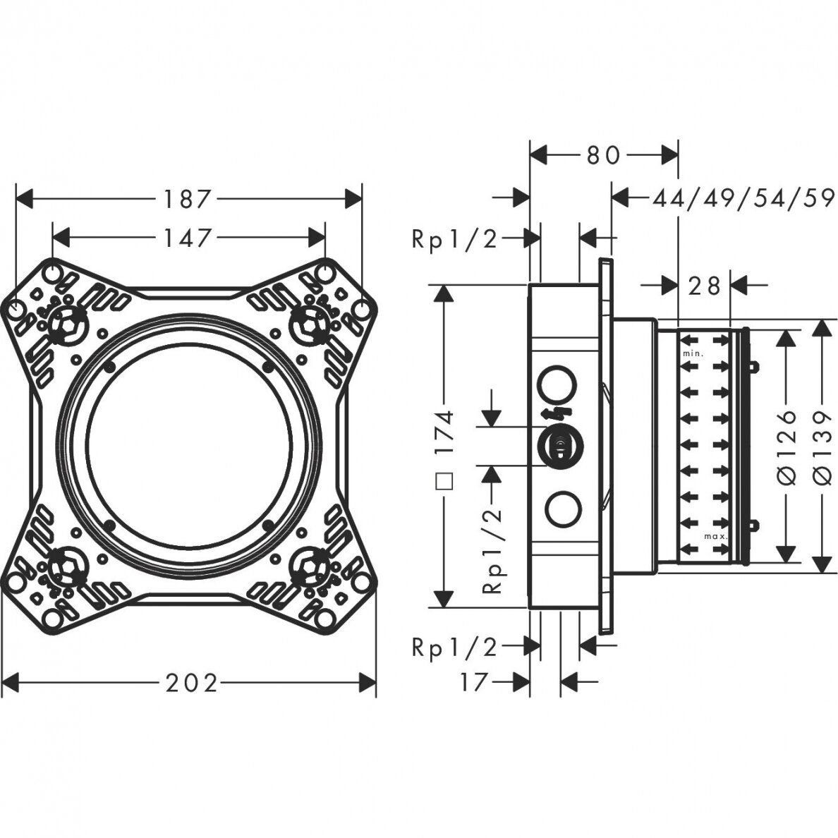 Potinkinė dėžutė Hansgrohe Ibox universal 2, 01500180