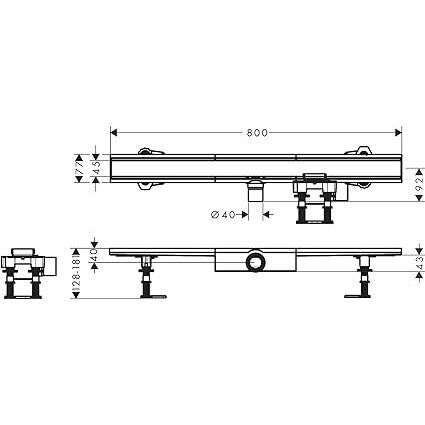 Dušo latakas su plieno grotelėmis Hansgrohe RainDrain 80 cm, 56166800