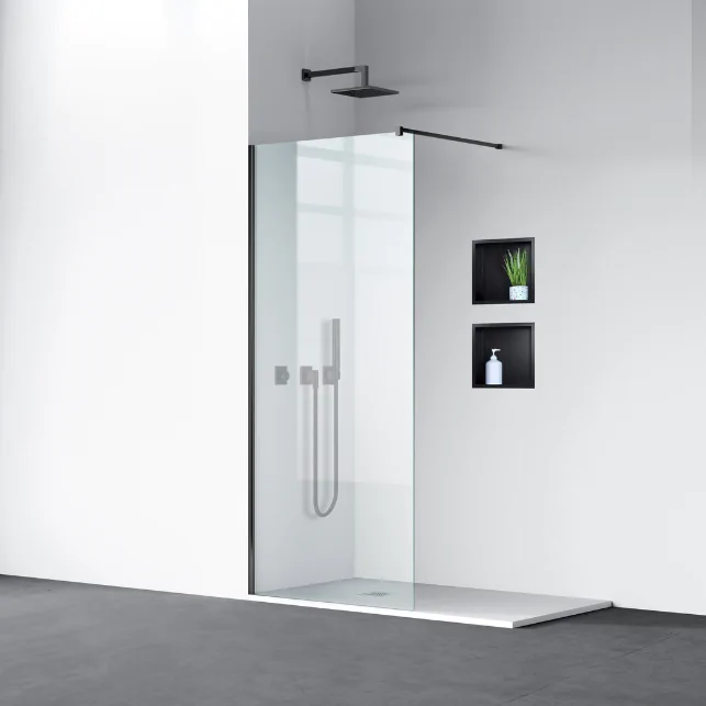 Dušo sienelė Walk-in Beira BLACK 90 cm juodos spalvos profiliu