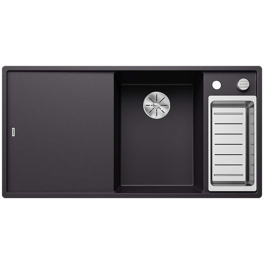 Silgranitinė plautuvė BLANCO AXIA III 6 S RE SILG PDUR Juoda Z.GL InFino M.AF