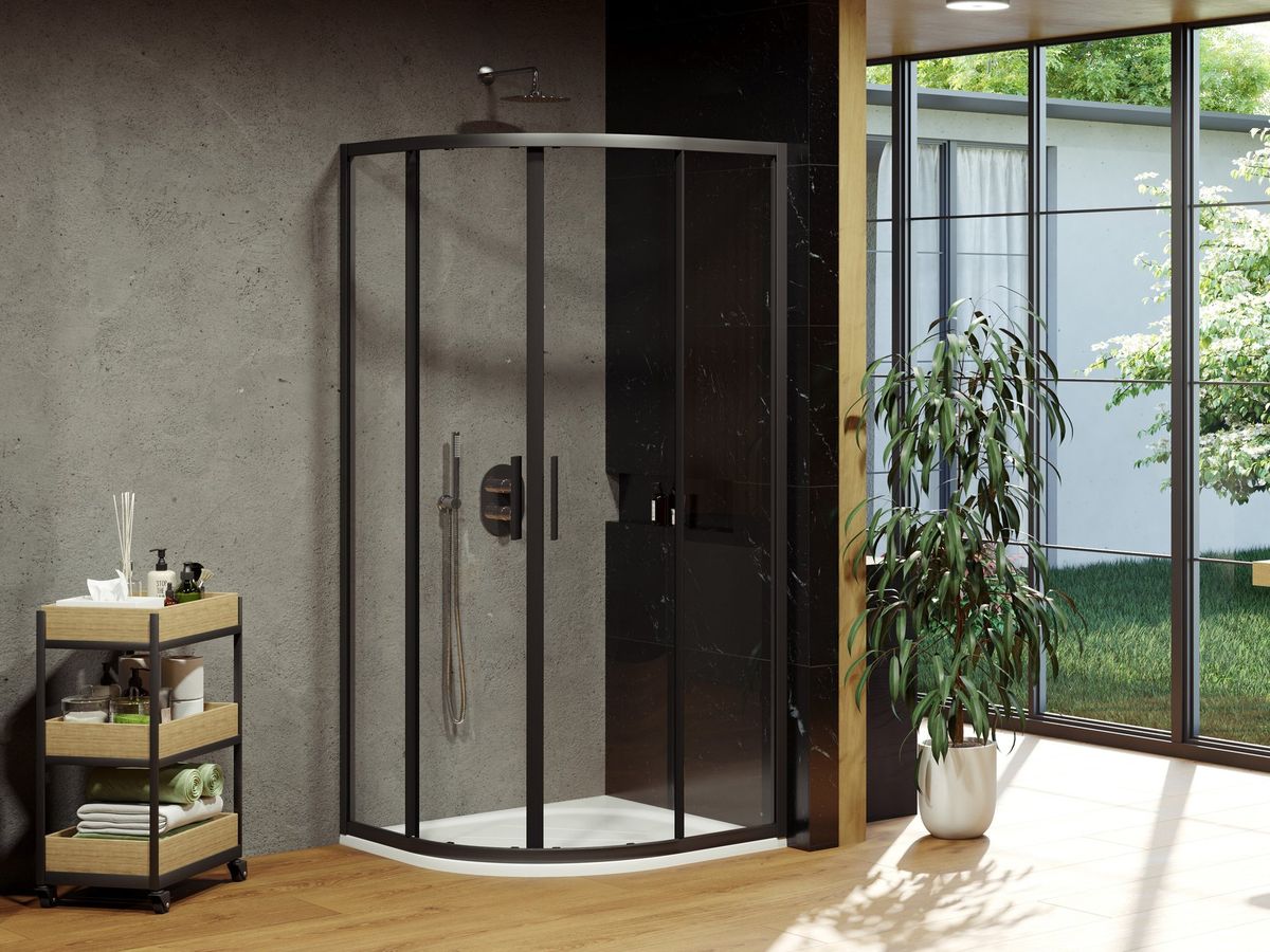 Dušo kabinos komplektas Ravak SET4 - BLSCP4 80x80, juoda+stiklas Transparent Dušo kabinos komplektas Ravak SET4 - BLSCP4 80x80, juoda+stiklas Transparent