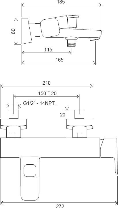 Vonios maišytuvas Ravak 10° Free TD F 022.20BL, juoda matinė, X070152