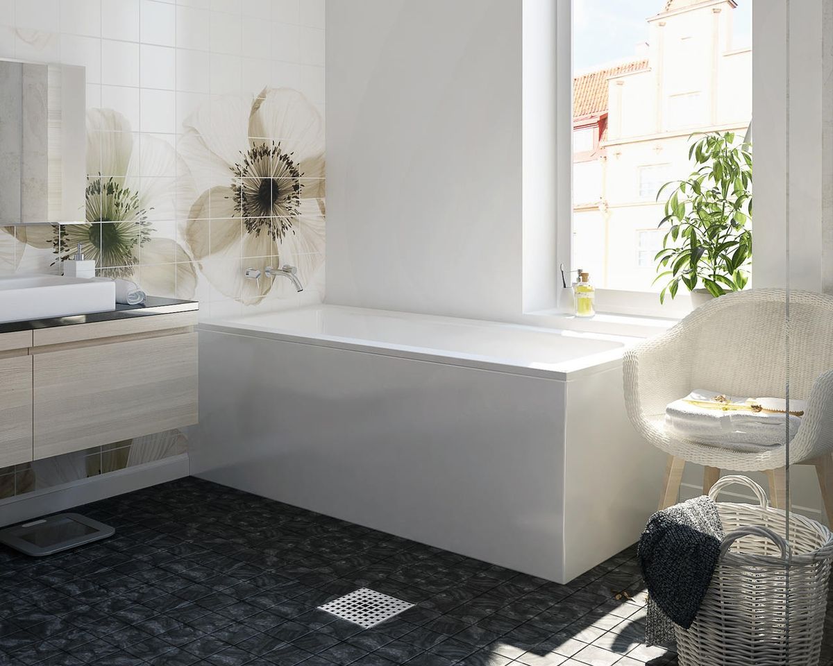 Stačiakampė akrilinė vonia FORMA 179x80 cm, E2 kairė pusė