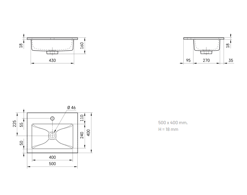 Akmens masės praustuvas PAA Loto Mini 50x40 cm, baltas IMLOT500/00