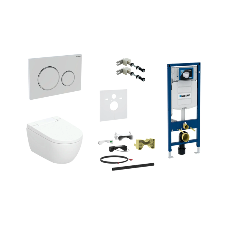Geberit AquaClean Alba Premium komplektas su Duofix Sigma WC instaliacine sistema, Sigma 20 Round mygtukas, baltas