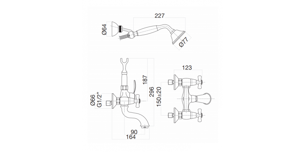 Maišytuvas voniai MARGOT su dušo k-tu, sendinta bronza, 26ZZ0611 [S03013234]