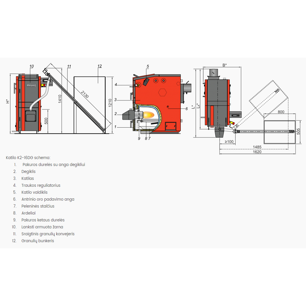 Granulinis katilas "Kalvis-2-20-DG", 5-20 KW