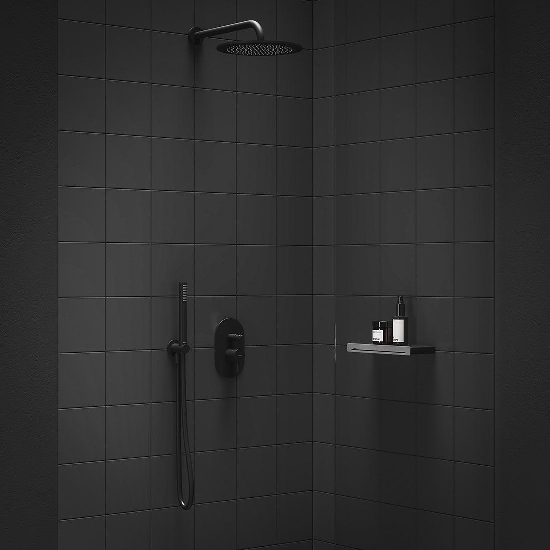 Ravak Apvali dušo galvutė, Black Matt X07P670