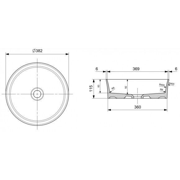 Praustuvas Bocchi Sottile Slim Line 38 cm 1478-004-0125