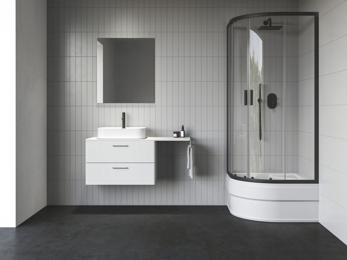 Dušo kabina Ravak NBLCP4 Sabina 80x80, juoda+stiklas Transparent, 3BM40340Z1