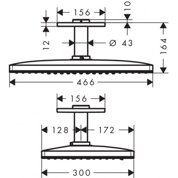 Potinkinė dušo galva Hansgrohe Rainmaker Select 460 2 jet su laikikliu, juoda 24004600