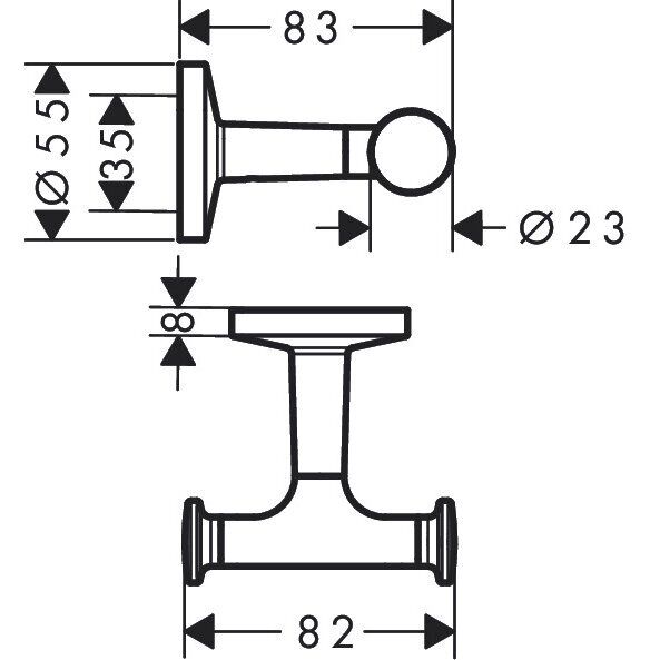 Dvigubas rankšluosčių kabliukas Axor Universal Circular, chromas 42812000