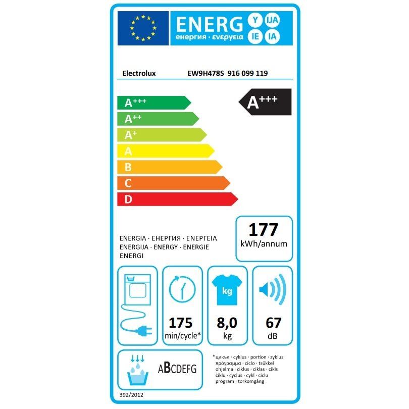 Džiovyklė ELECTROLUX EW9H478S