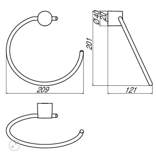 Rankšluosčių laikiklis - žiedas Emco RONDO2, chromas 455500100 Rankšluosčių laikiklis - žiedas Emco RONDO2, chromas 455500100