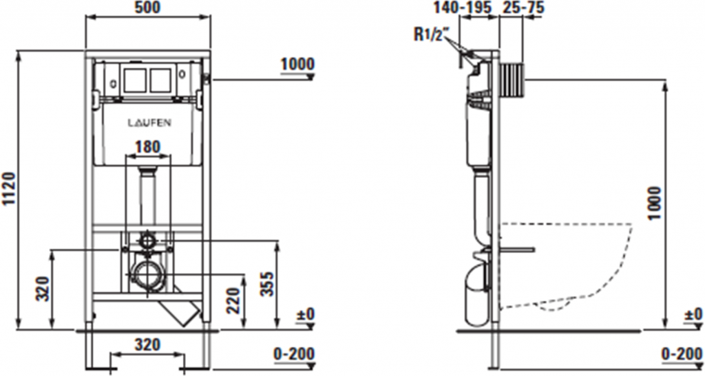 Potinkinis rėmas Laufen LIS CW1 pakabinamiems unitazams 6/3 l, H8946650000001