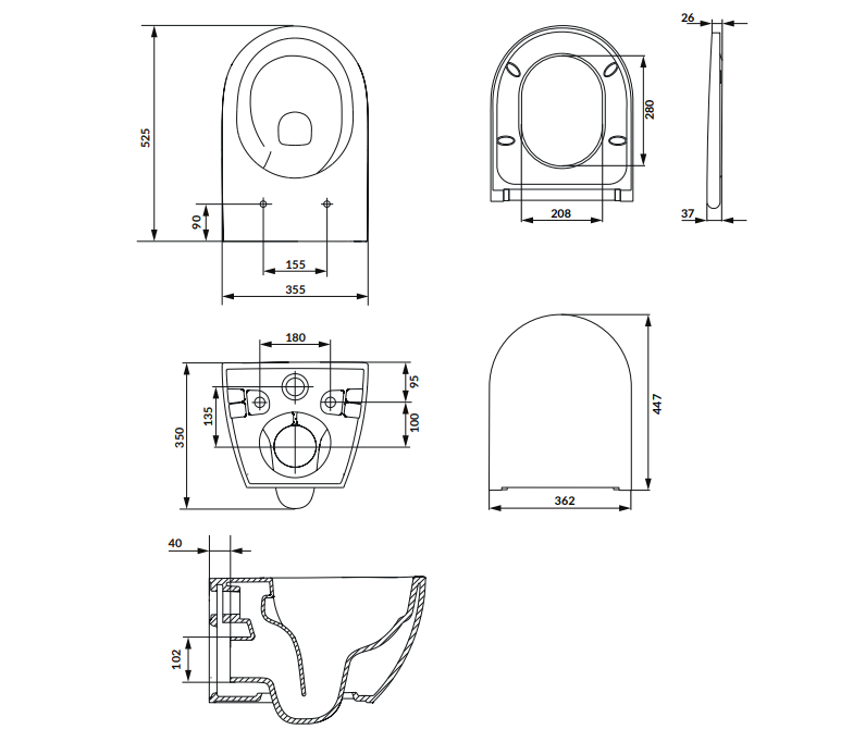 WC pakab. puodas su slim dangčiu CERSANIT ZEN PRO Vortex S701-719