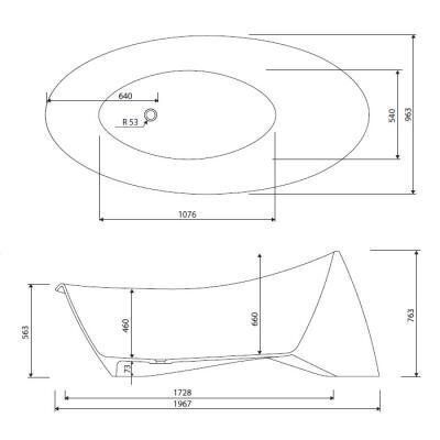 Lieto akmens vonia Bathesa Olivia 196x96 cm