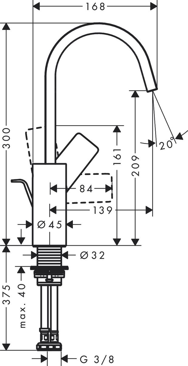 Maišytuvas praustuvui hansgrohe Vivenis, su dugno vožtuvu, bronza 75030140