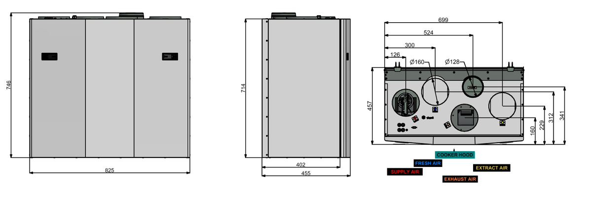 Rekuperatorius ENSY InoVent AHU-400BV vert. kair.p. 470m³/h. Komplekte valdiklis su WI-FI