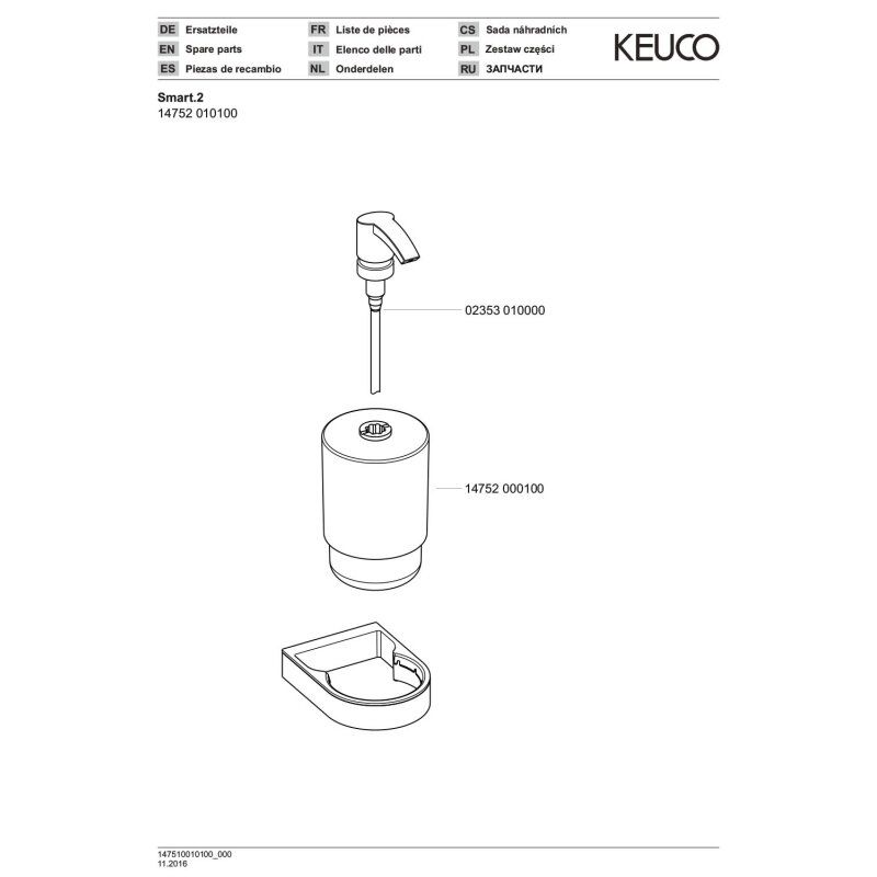 Atsarginis indas dozatoriui Keuco Smart.2, 14752000100
