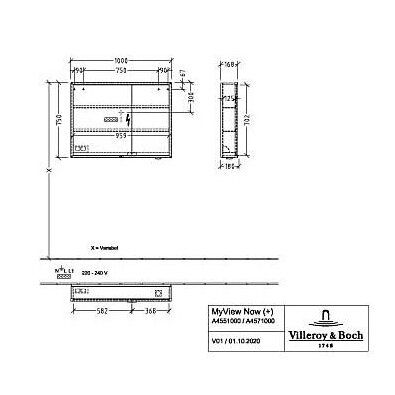 Veidrodinė spintelė Villeroy & Boch My View Now 100 cm, A4551000