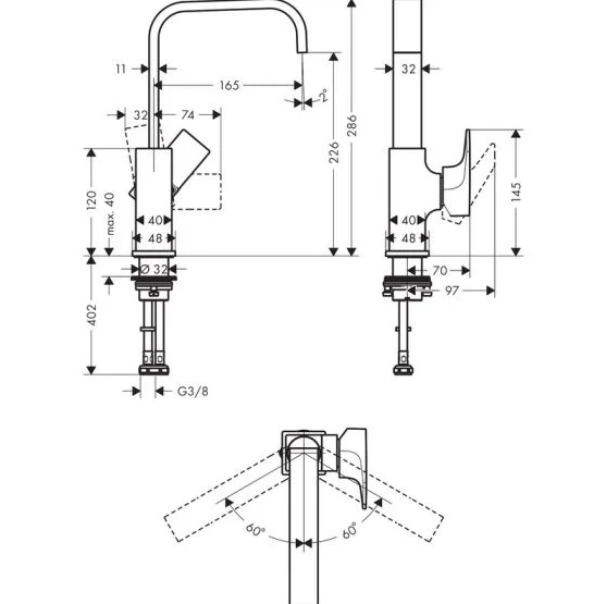 Maišytuvas praustuvui Hansgrohe METROPOL 230 32511140