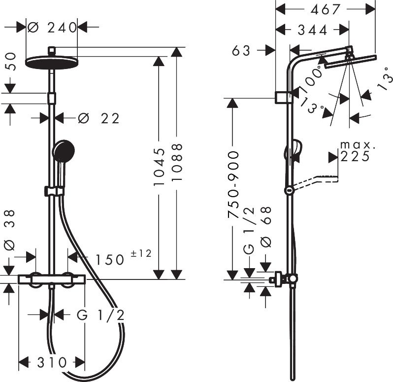 Dušo sistema hansgrohe Activera S, juoda matinė 28078670