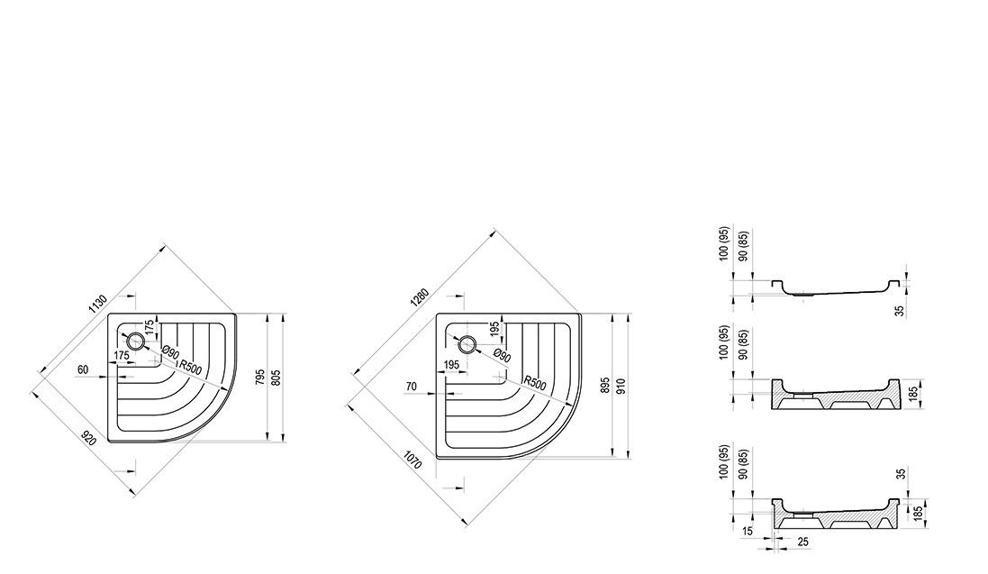 Padėklas RONDA 90x90 baltas, A217001220