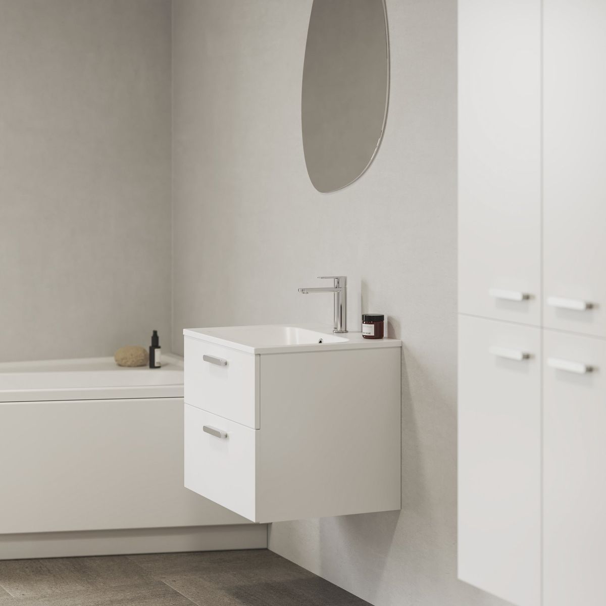 Spintelė praustuvui Ravak Chrome SD 700 balta/balta chromuota rankenėlė X000001773