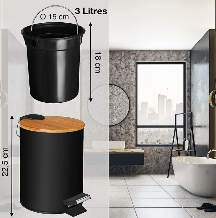 Šiuškliadėžė Woody 4Living, 3 L, juoda, 25449