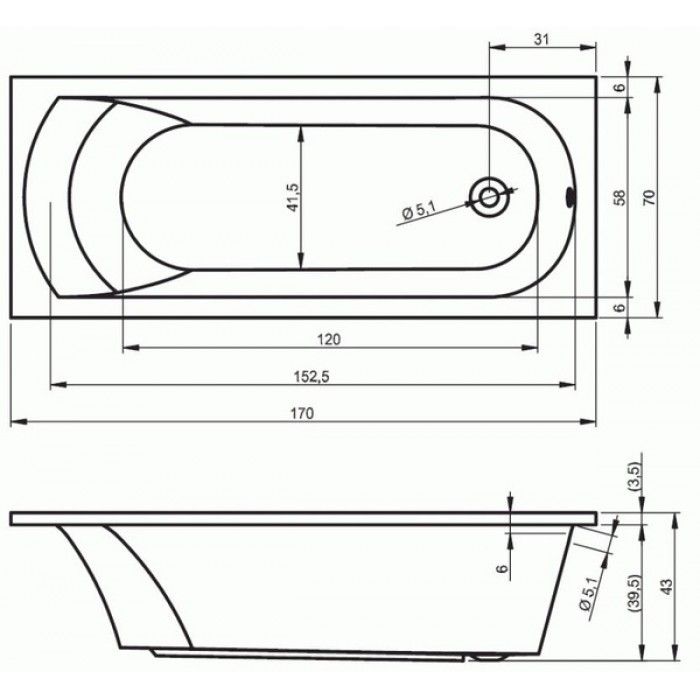 Masažinė vonia Riho Miami Flow Hydro 170x70 cm