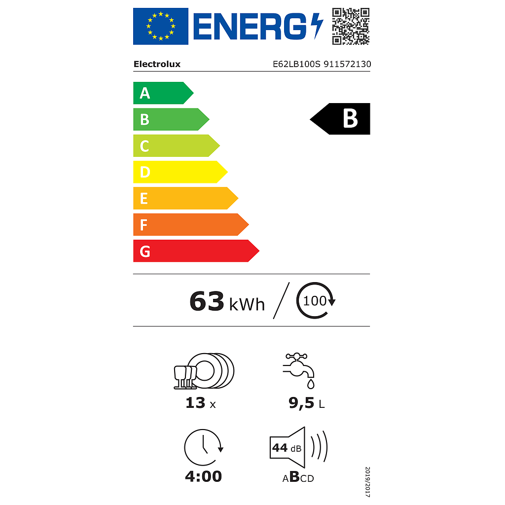 Indaplovė ELECTROLUX E62LB100S Indaplovė ELECTROLUX E62LB100S
