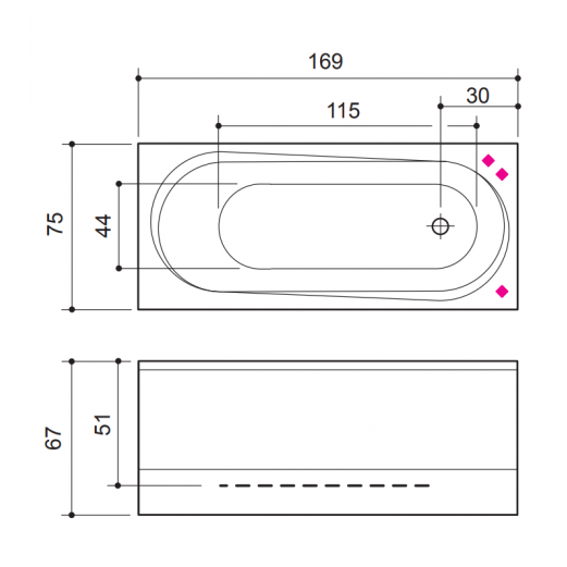 Akrilinė vonia Balteco Modul 170 cm su uždengimu E12