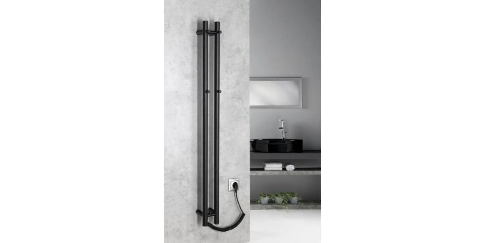 Elektrinis rankšluosčių džiovintuvas Sapho Papinado 10,9x120x cm, matinė juoda Elektrinis rankšluosčių džiovintuvas Sapho Papinado 10,9x120x cm, matinė juoda