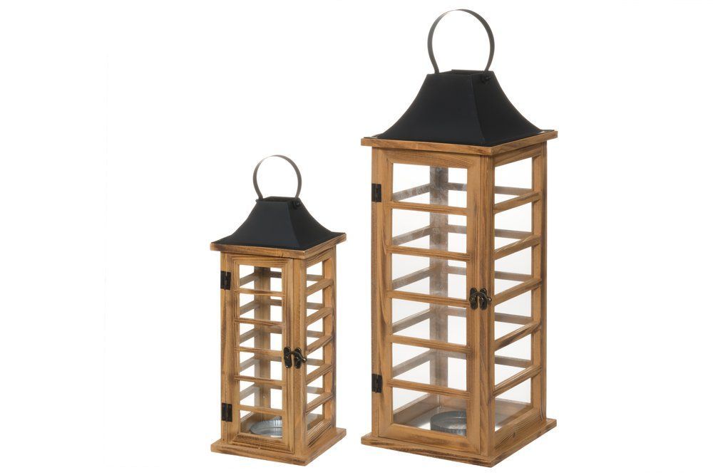 Žibintų komplektas 4 Living Collection Lantern Rima, 2 vnt., natūrali/juoda, 6410416171364