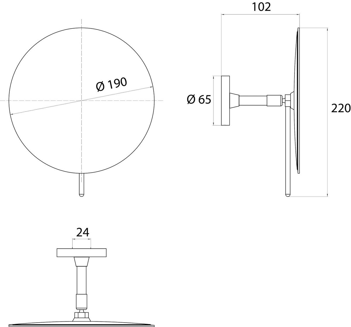 Kosmetinis veidrodėlis Emco System 01 D200x3, juodas Kosmetinis veidrodėlis Emco System 01 D200x3, juodas