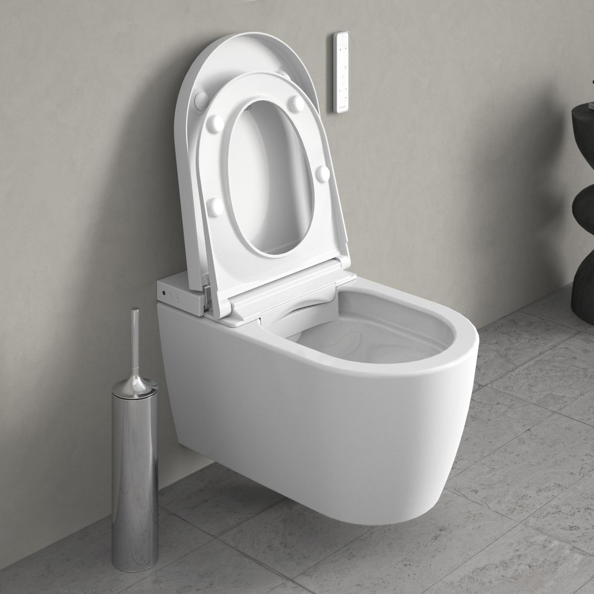 Komplektas: klozetas Duravit SensoWash® Starck f Plus Compact ir rėmas Duravit DuraSystem su baltu mygtuku, WD7014001000