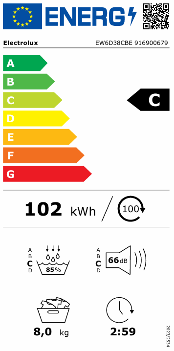 Džiovyklė ELECTROLUX EW6D38CBE Džiovyklė ELECTROLUX EW6D38CBE